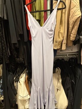 Oh Polly Lilac V-Neck Satin Slip Dress